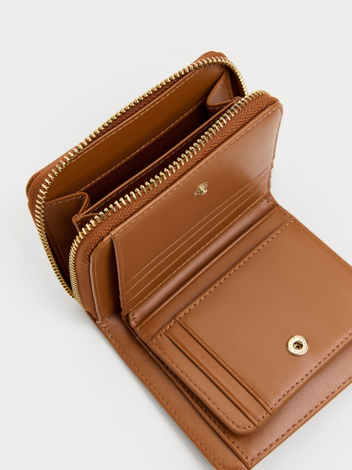 CHARLES & KEITH Classic / Finley Zip-Around Small Wallet - Distressed Tan