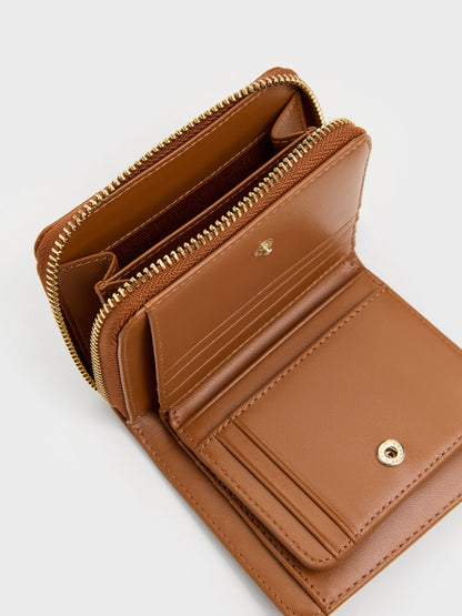 CHARLES & KEITH Classic / Finley Zip-Around Small Wallet - Distressed Tan