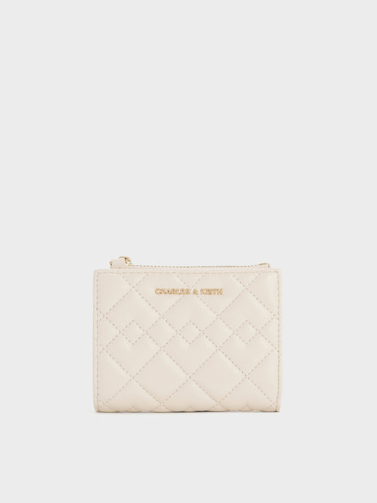 CHARLES & KEITH Hot Sale / Duo Quilted Small Wallet - Cream
