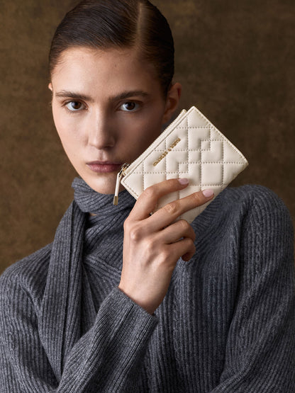 CHARLES & KEITH Hot Sale / Duo Quilted Small Wallet - Cream