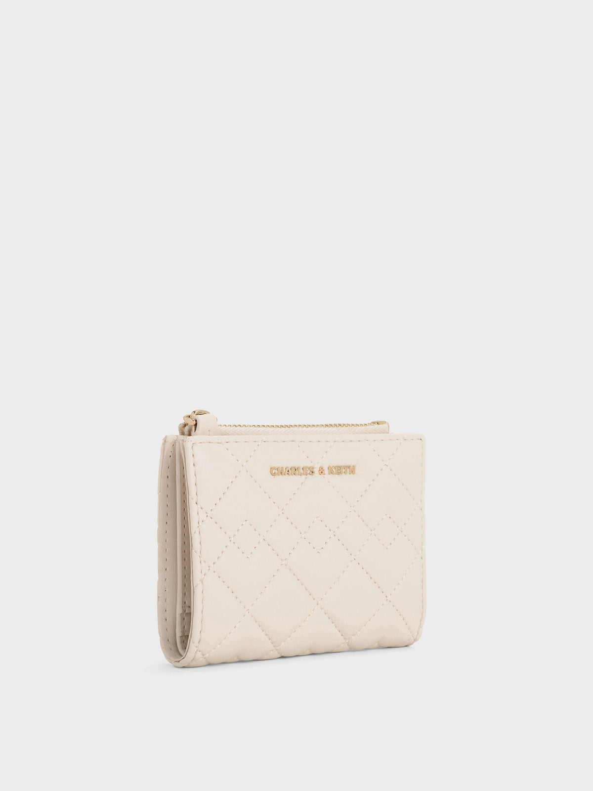 CHARLES & KEITH Hot Sale / Duo Quilted Small Wallet - Cream