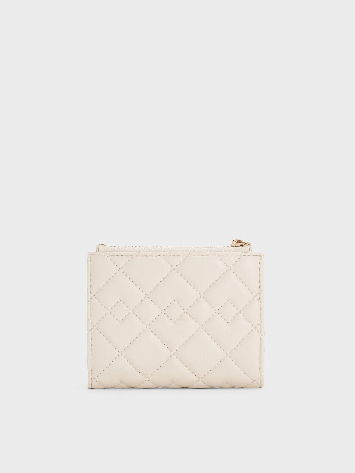 CHARLES & KEITH Hot Sale / Duo Quilted Small Wallet - Cream