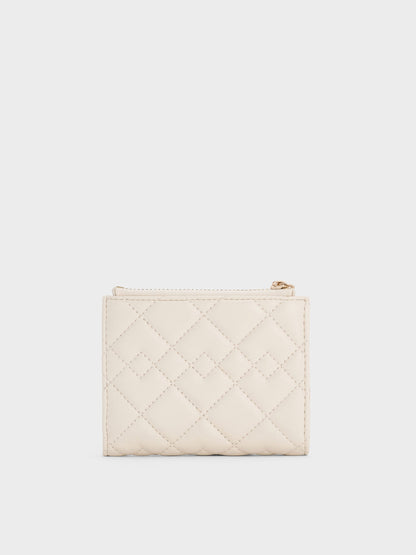 CHARLES & KEITH Hot Sale / Duo Quilted Small Wallet - Cream