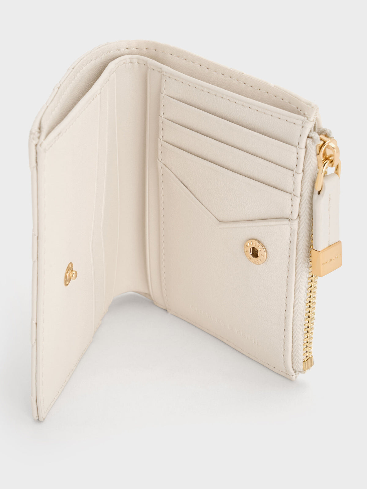 CHARLES & KEITH Hot Sale / Duo Quilted Small Wallet - Cream
