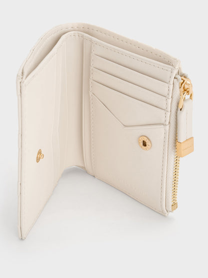 CHARLES & KEITH Hot Sale / Duo Quilted Small Wallet - Cream