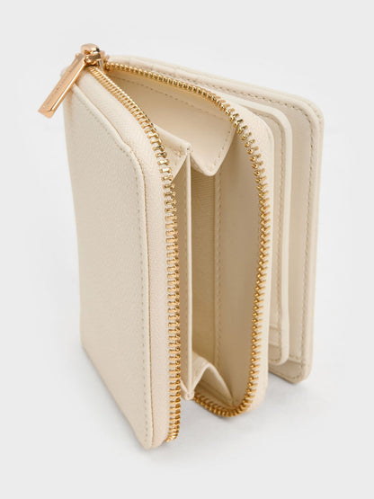 CHARLES & KEITH Recommended / Finley Zip-Around Small Wallet - Cream