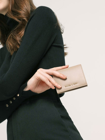 CHARLES & KEITH Signature / Daisy Bi-Fold Small Wallet - Sand