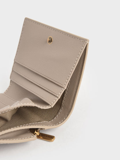 CHARLES & KEITH Signature / Daisy Bi-Fold Small Wallet - Sand