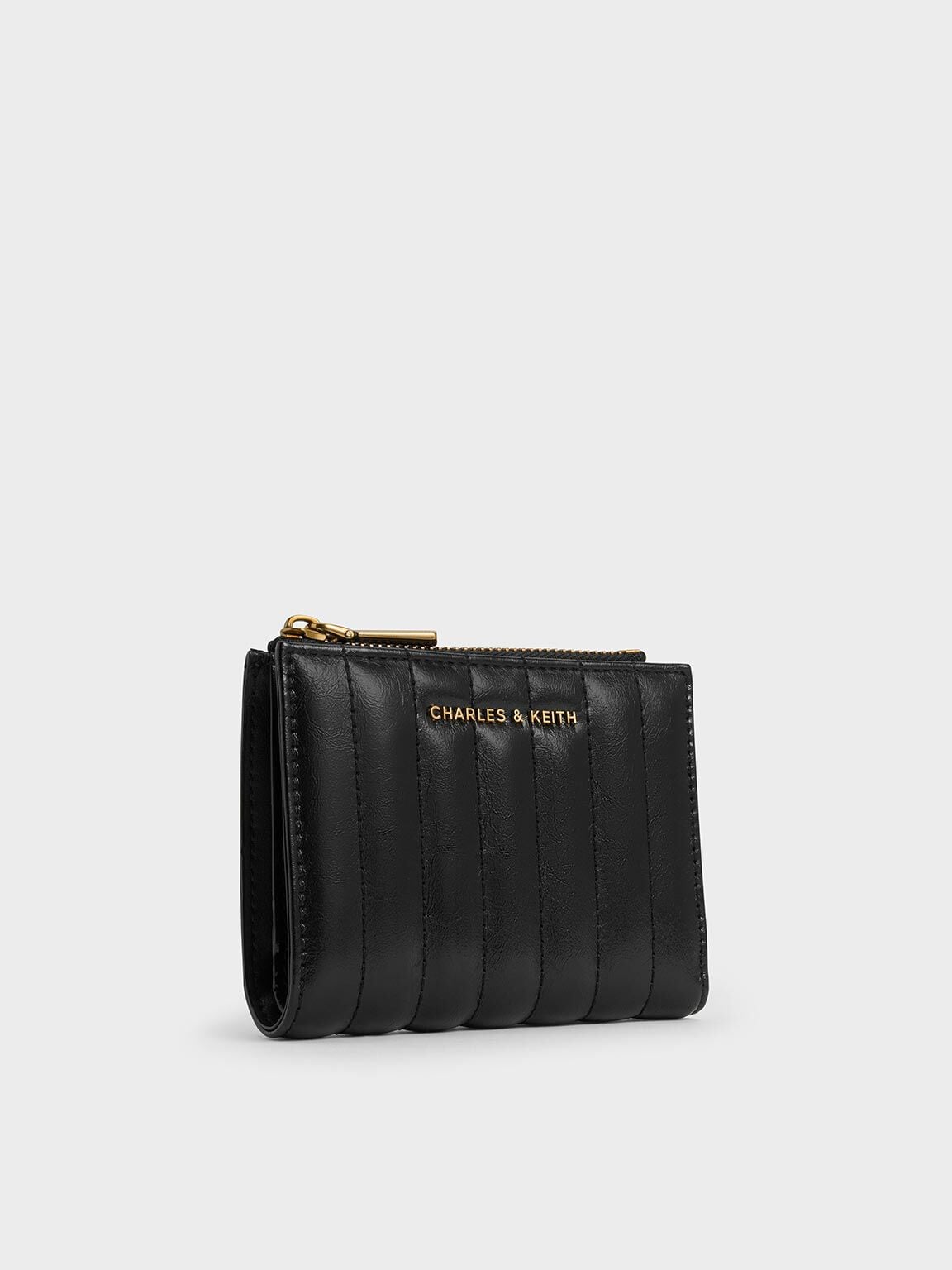 CHARLES & KEITH Trending / Donna Panelled Top-Zip Wallet - Black