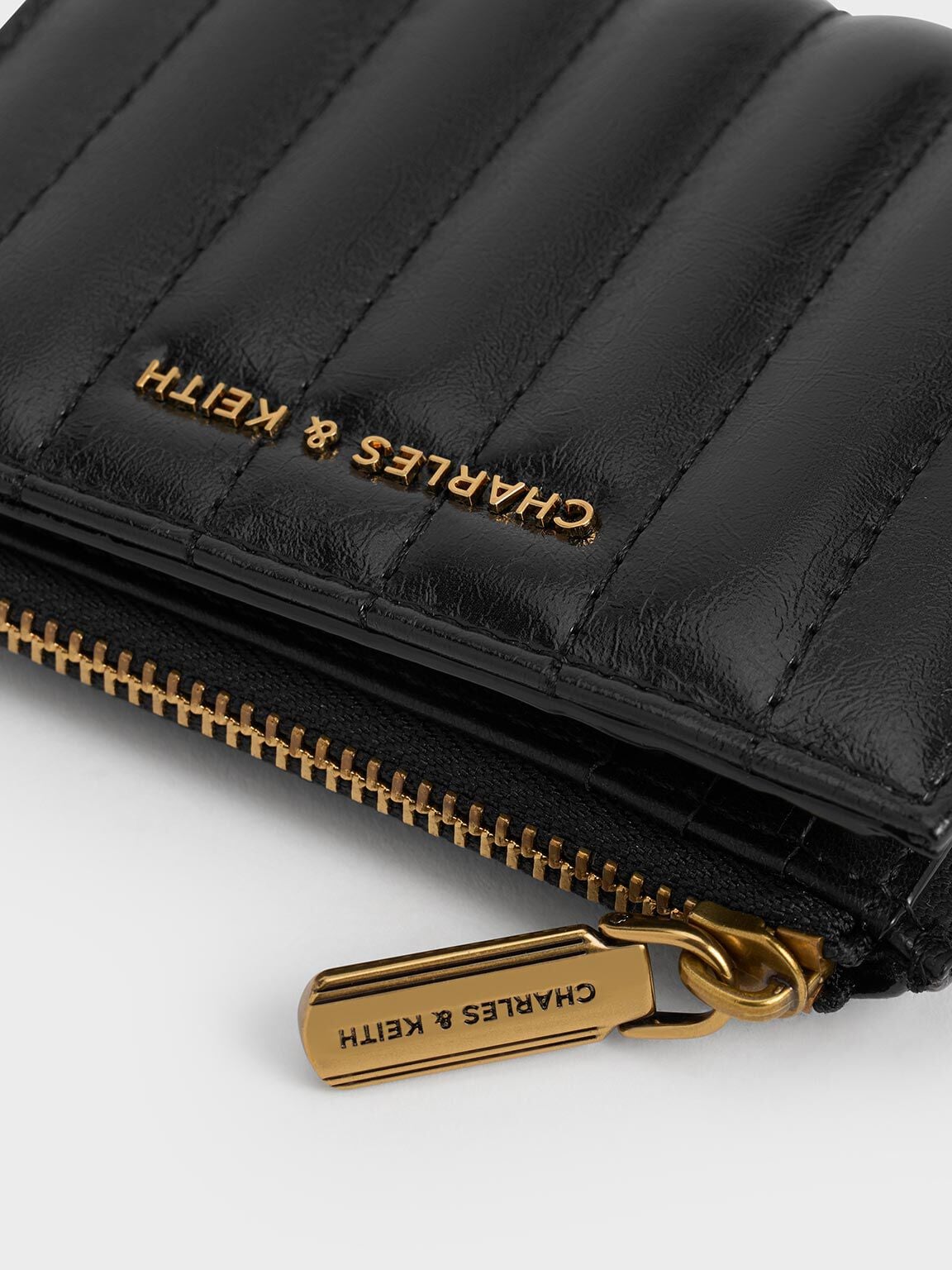 CHARLES & KEITH Trending / Donna Panelled Top-Zip Wallet - Black