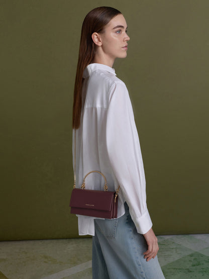 CHARLES & KEITH Recommended / Kristine Sculptural-Handle Long Wallet - Wineberry Red