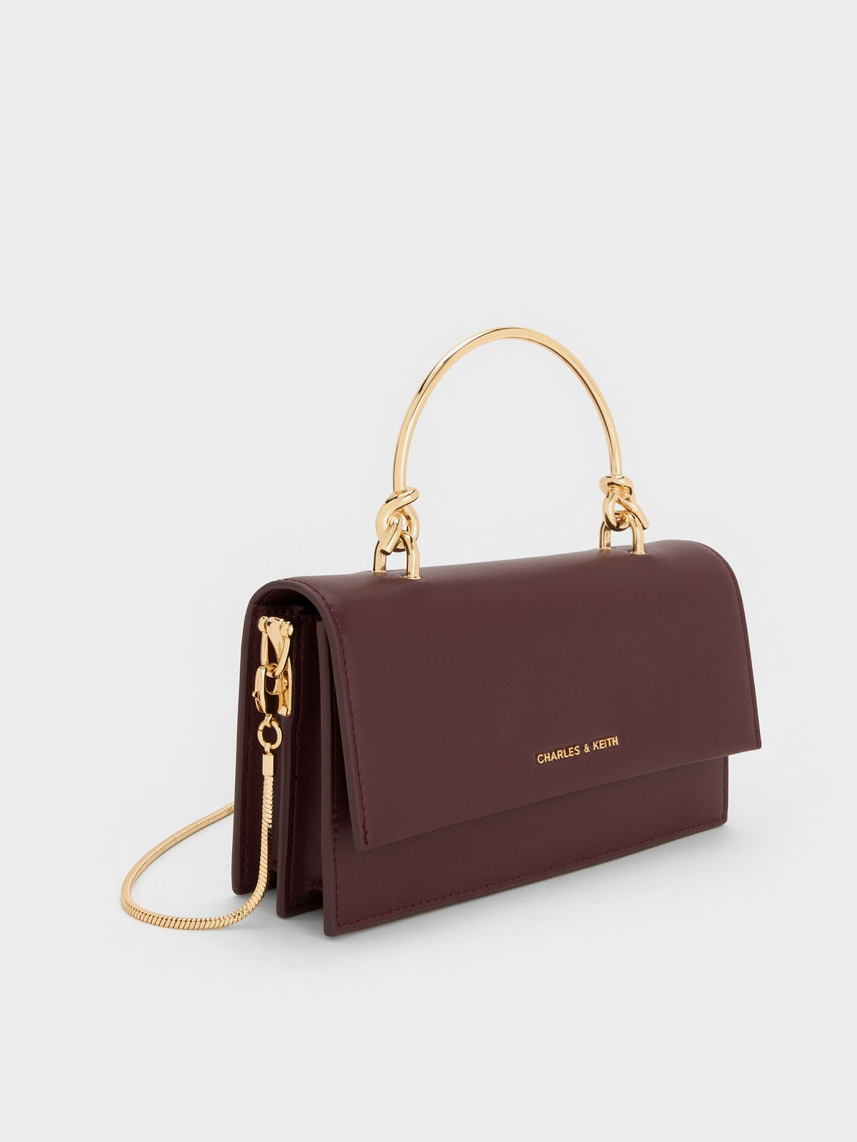 CHARLES & KEITH Recommended / Kristine Sculptural-Handle Long Wallet - Wineberry Red