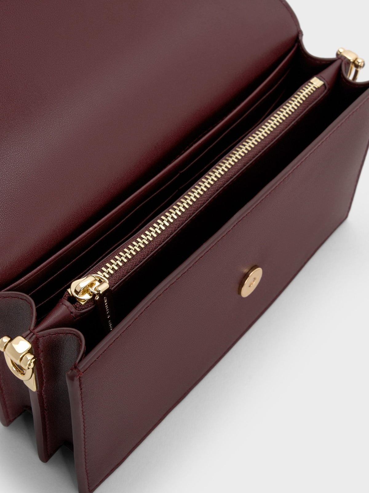 CHARLES & KEITH Recommended / Kristine Sculptural-Handle Long Wallet - Wineberry Red