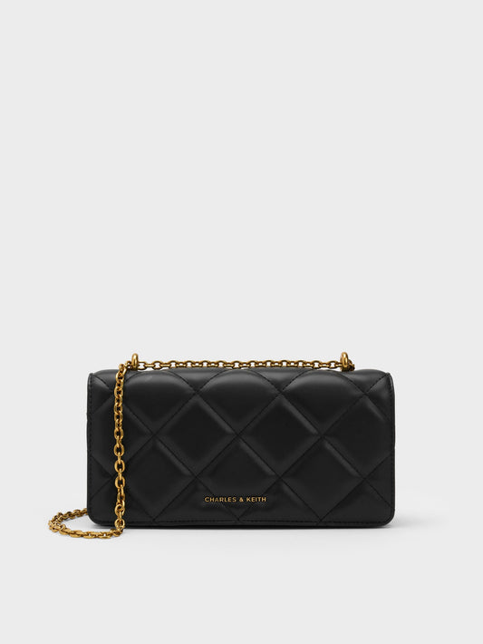 CHARLES & KEITH Best Price / Paffuto Quilted Wallet On Chain - Black