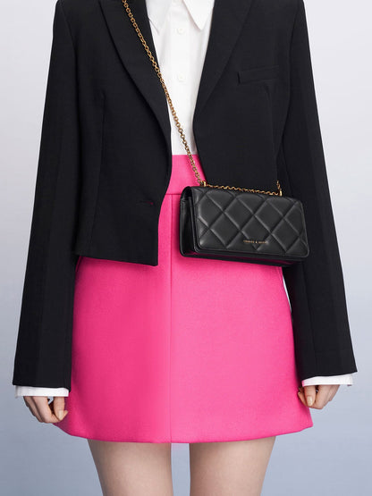 CHARLES & KEITH Best Price / Paffuto Quilted Wallet On Chain - Black