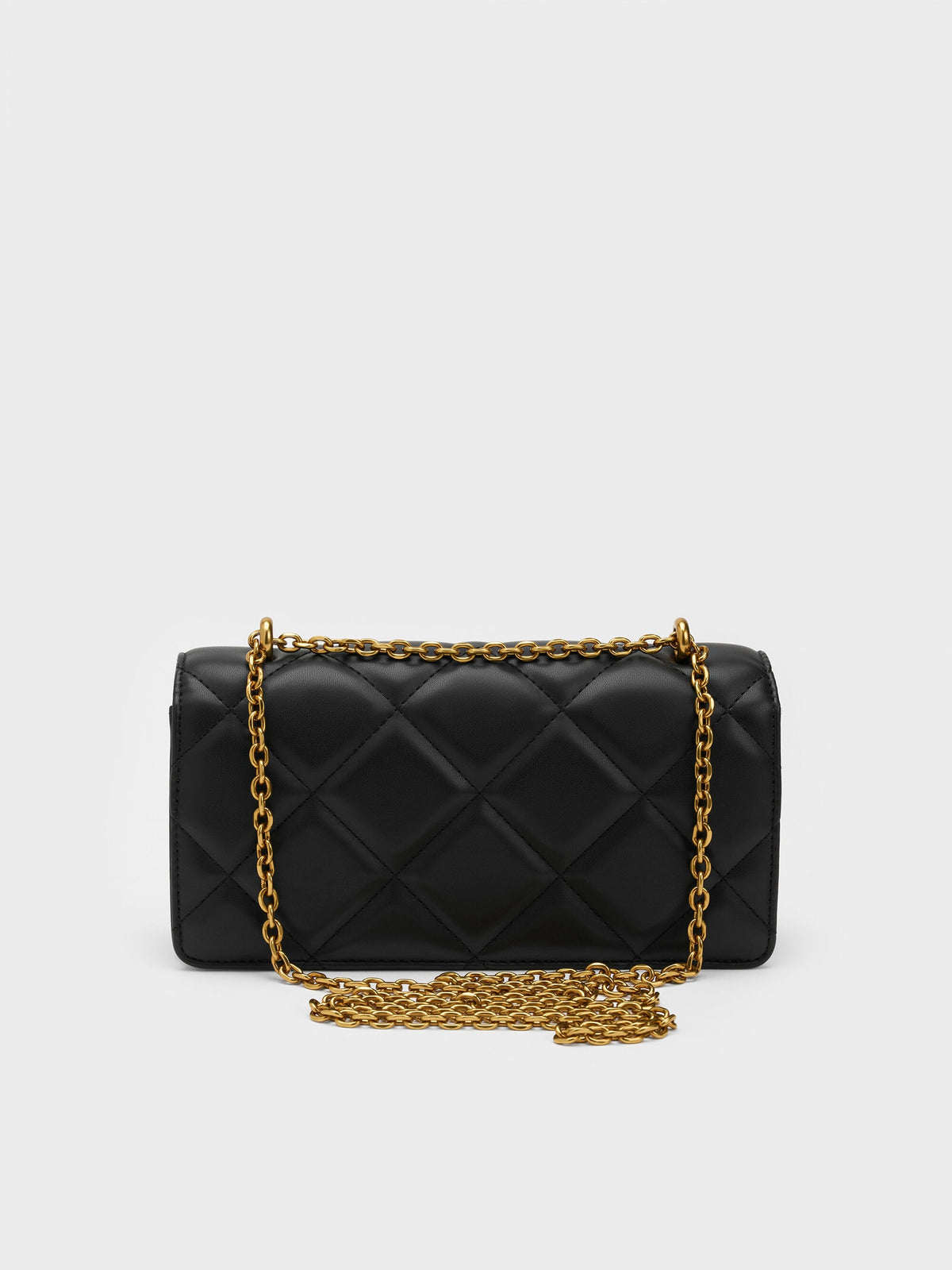 CHARLES & KEITH Best Price / Paffuto Quilted Wallet On Chain - Black