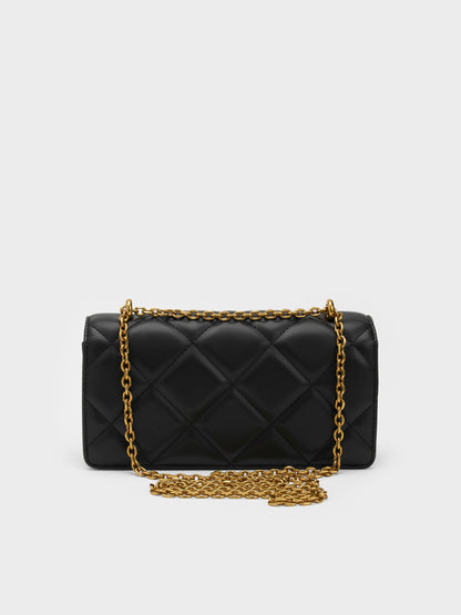 CHARLES & KEITH Best Price / Paffuto Quilted Wallet On Chain - Black