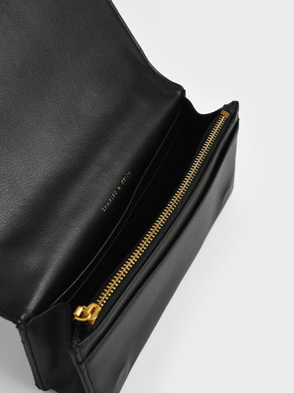 CHARLES & KEITH Best Price / Paffuto Quilted Wallet On Chain - Black