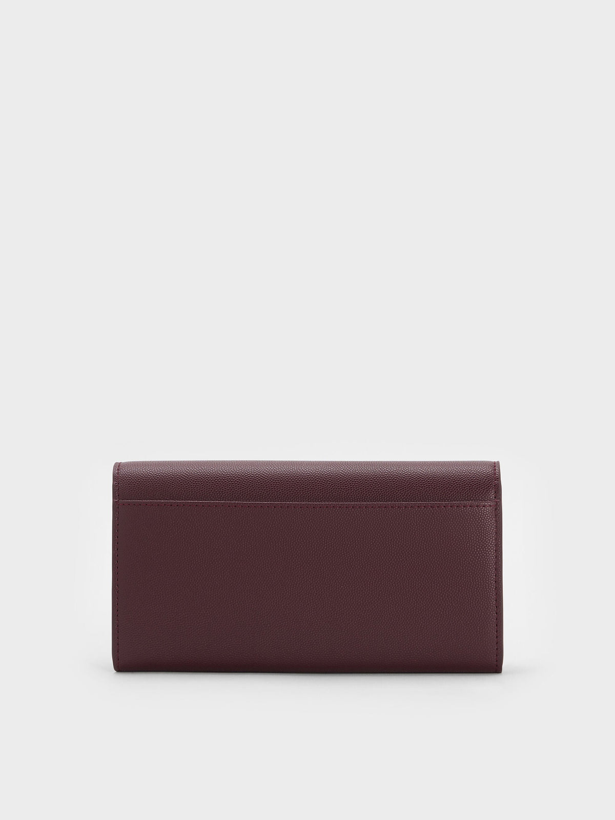 CHARLES & KEITH Classic / Briony Curved Flap Long Wallet - Wineberry Red