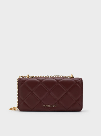 CHARLES & KEITH Hot Sale / Paffuto Quilted Chain-Handle Long Wallet - Dark Chocolate
