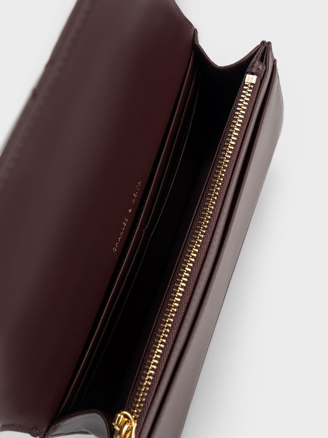 CHARLES & KEITH Hot Sale / Paffuto Quilted Chain-Handle Long Wallet - Dark Chocolate