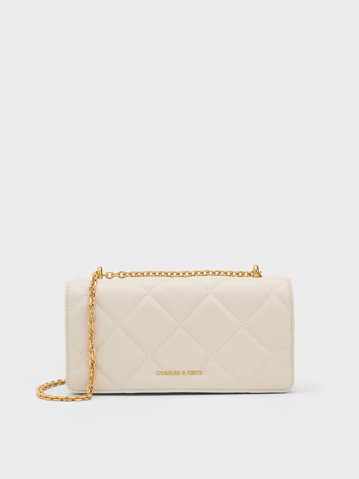 CHARLES & KEITH Everyday / Paffuto Quilted Wallet On Chain - Cream