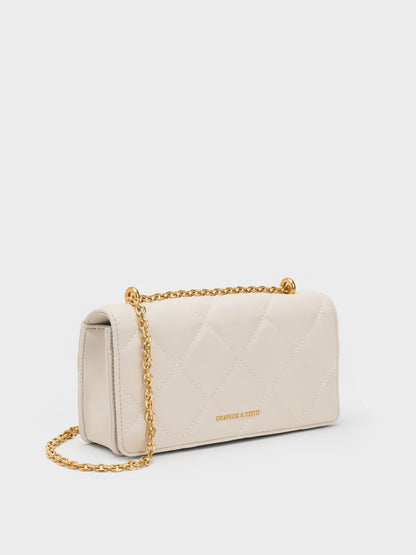 CHARLES & KEITH Everyday / Paffuto Quilted Wallet On Chain - Cream