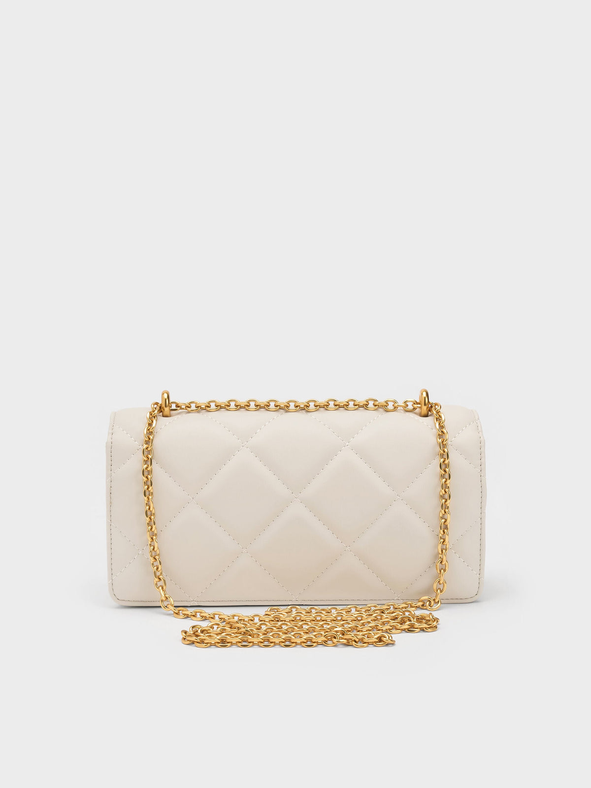 CHARLES & KEITH Everyday / Paffuto Quilted Wallet On Chain - Cream
