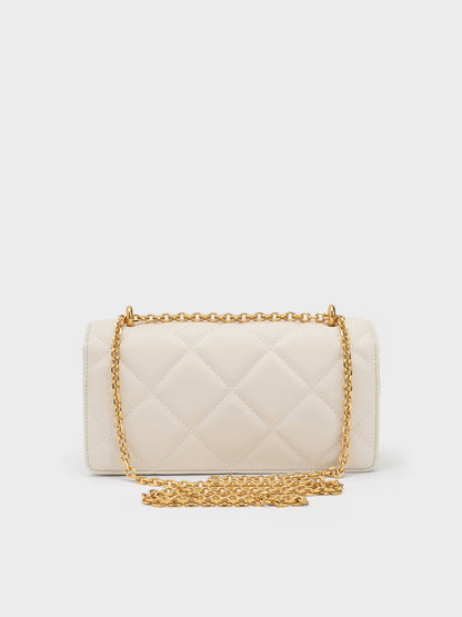 CHARLES & KEITH Everyday / Paffuto Quilted Wallet On Chain - Cream