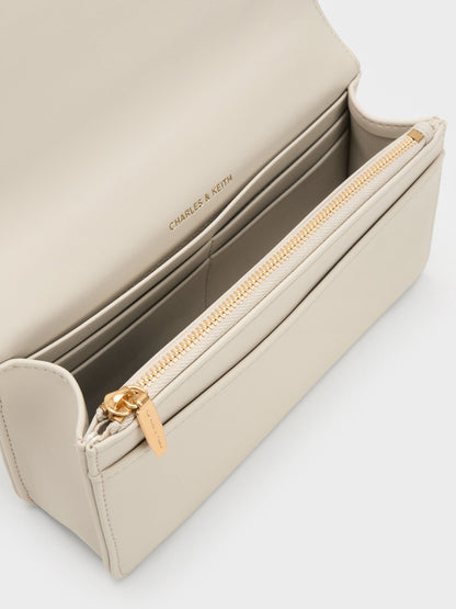 CHARLES & KEITH Everyday / Paffuto Quilted Wallet On Chain - Cream