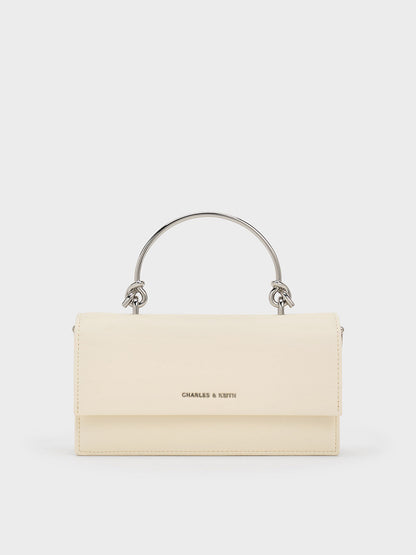 CHARLES & KEITH Quality / Kristine Sculptural-Handle Long Wallet - Cream