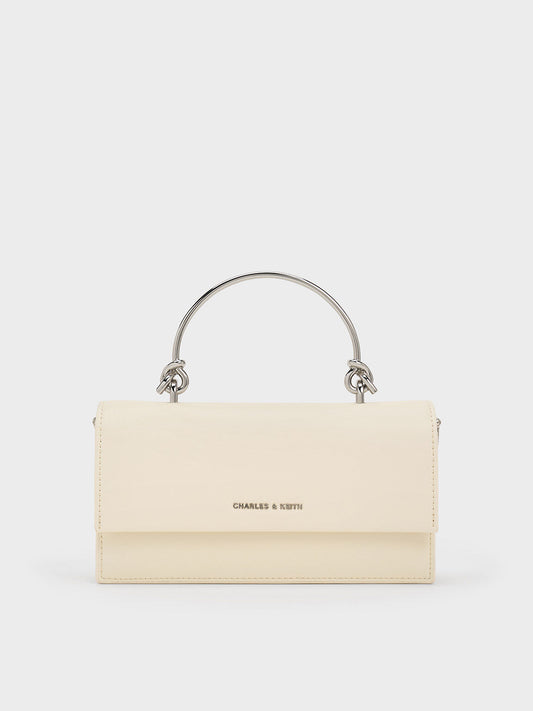 CHARLES & KEITH Quality / Kristine Sculptural-Handle Long Wallet - Cream