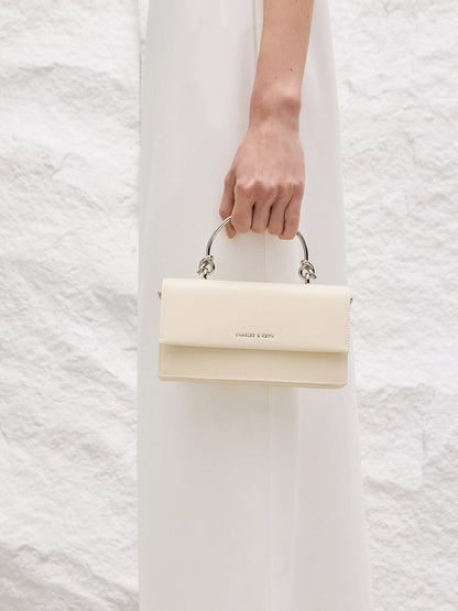 CHARLES & KEITH Quality / Kristine Sculptural-Handle Long Wallet - Cream