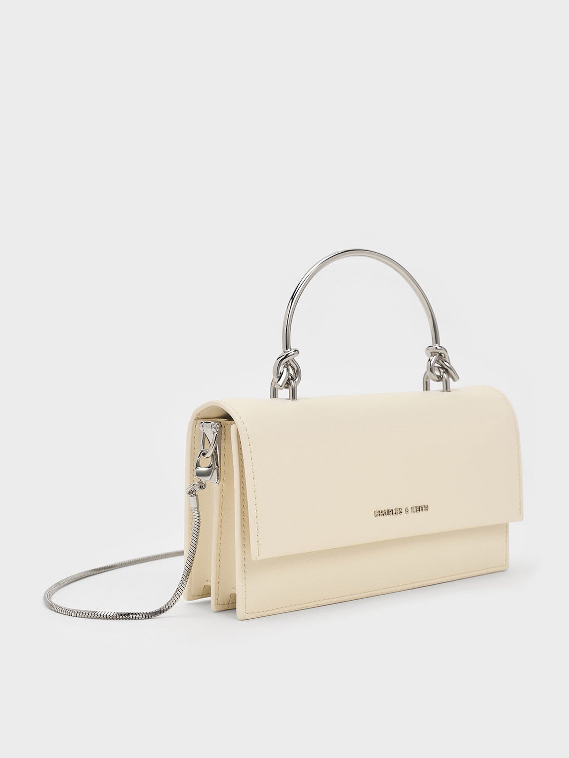 CHARLES & KEITH Quality / Kristine Sculptural-Handle Long Wallet - Cream