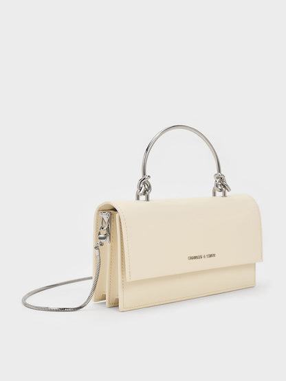 CHARLES & KEITH Quality / Kristine Sculptural-Handle Long Wallet - Cream