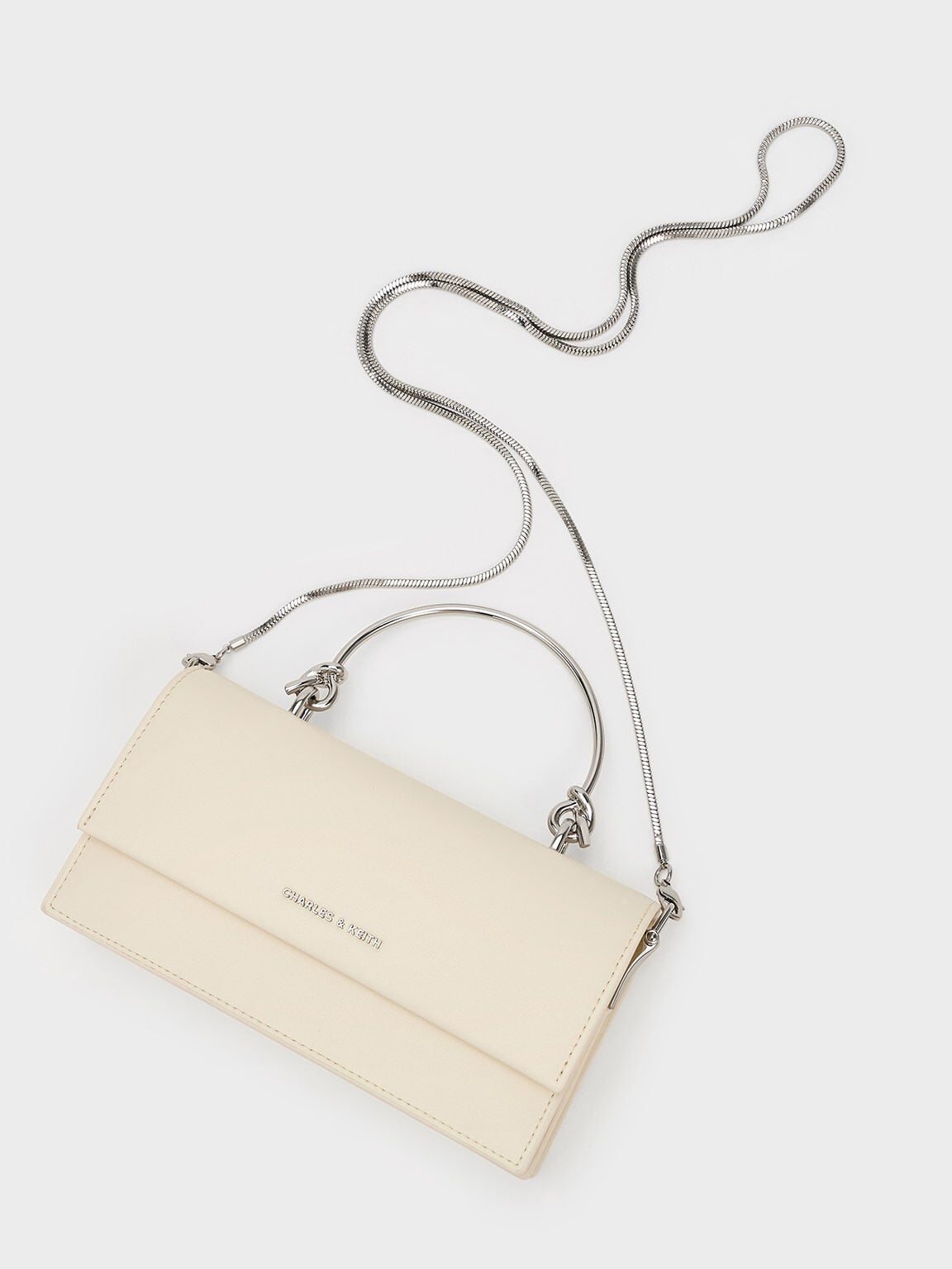 CHARLES & KEITH Quality / Kristine Sculptural-Handle Long Wallet - Cream