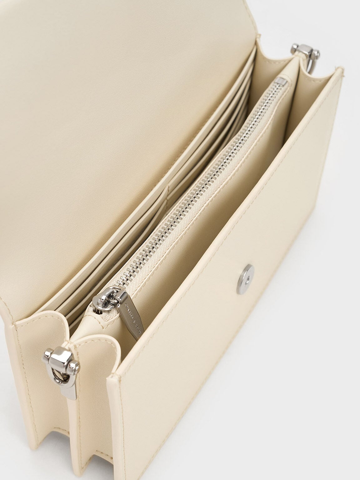 CHARLES & KEITH Quality / Kristine Sculptural-Handle Long Wallet - Cream