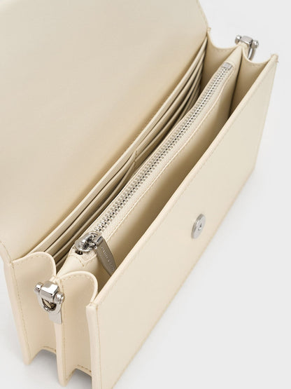 CHARLES & KEITH Quality / Kristine Sculptural-Handle Long Wallet - Cream