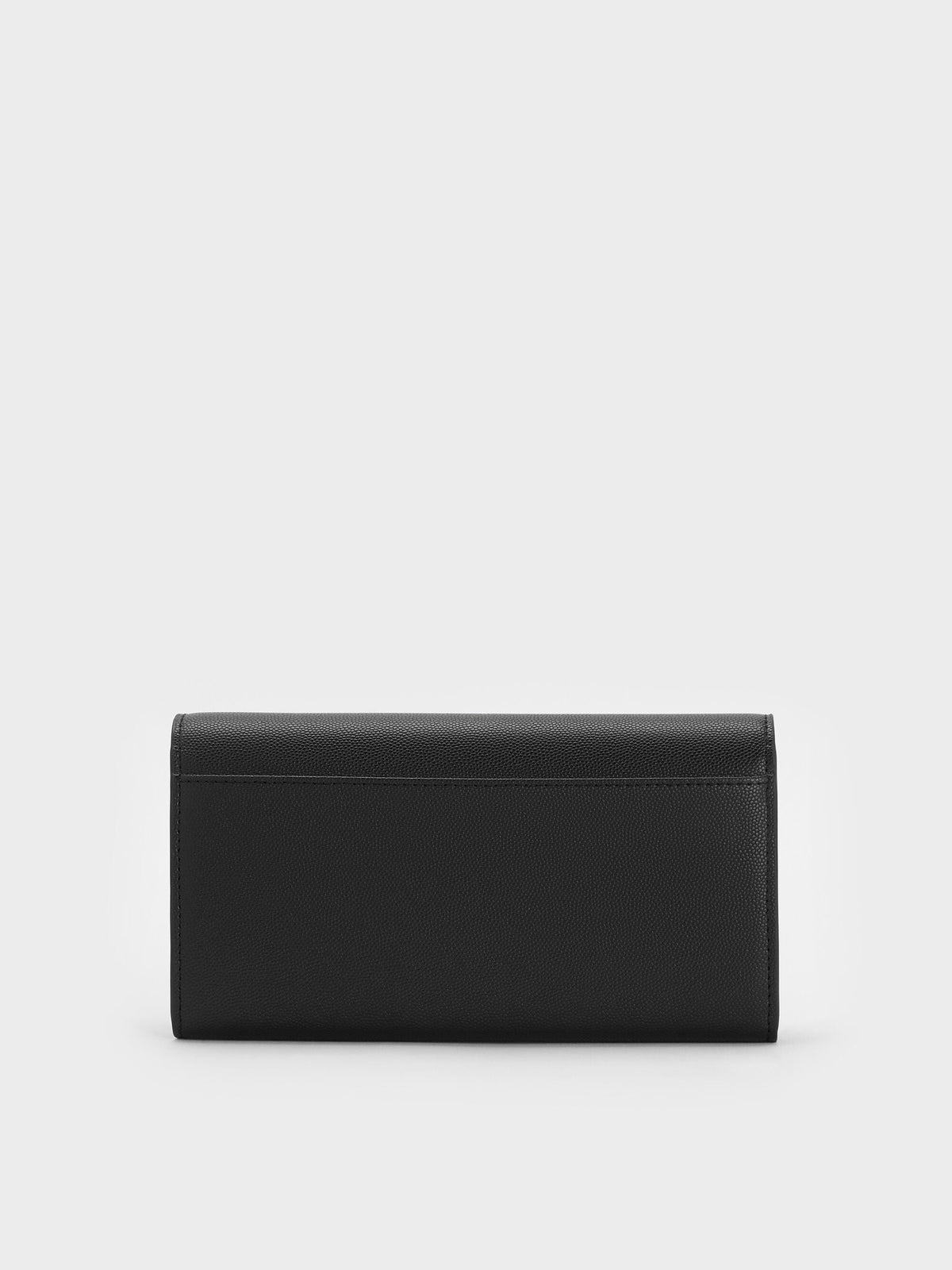 CHARLES & KEITH Customer Favorite / Briony Curved Flap Long Wallet - Black
