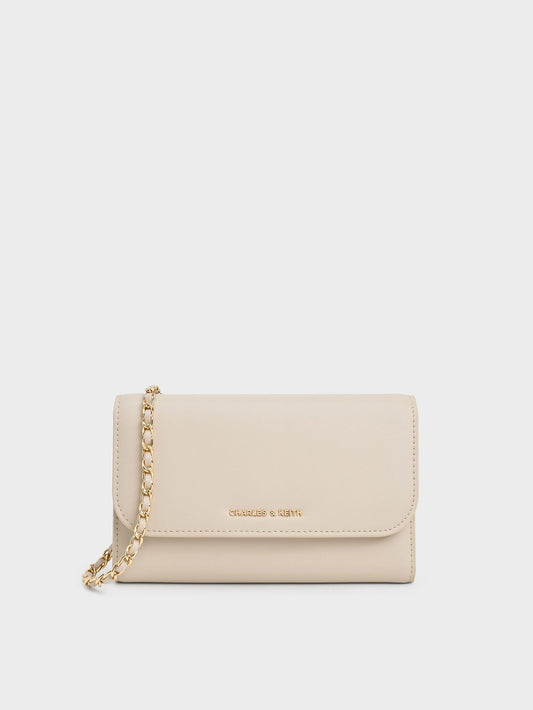CHARLES & KEITH Everyday / Octavia Front Flap Long Wallet - Ivory