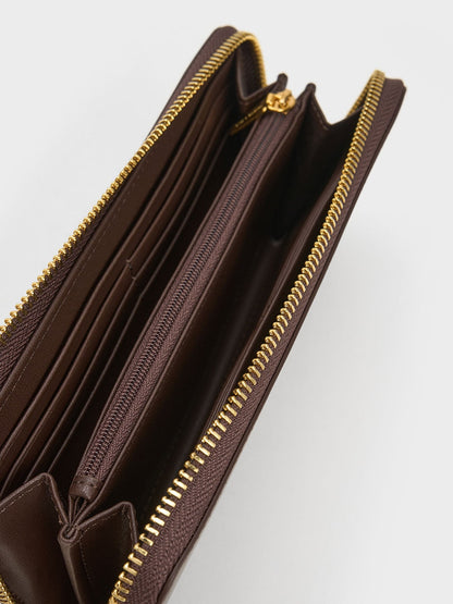 CHARLES & KEITH New / Dulcie Zip-Around Long Wallet - Brown