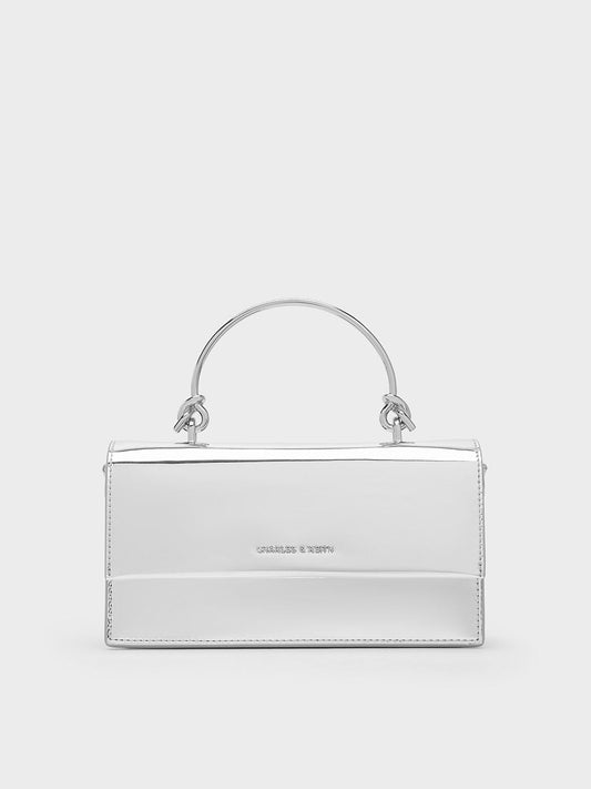 CHARLES & KEITH Customer Favorite / Kristine Metallic Sculptural-Handle Long Wallet - Silver