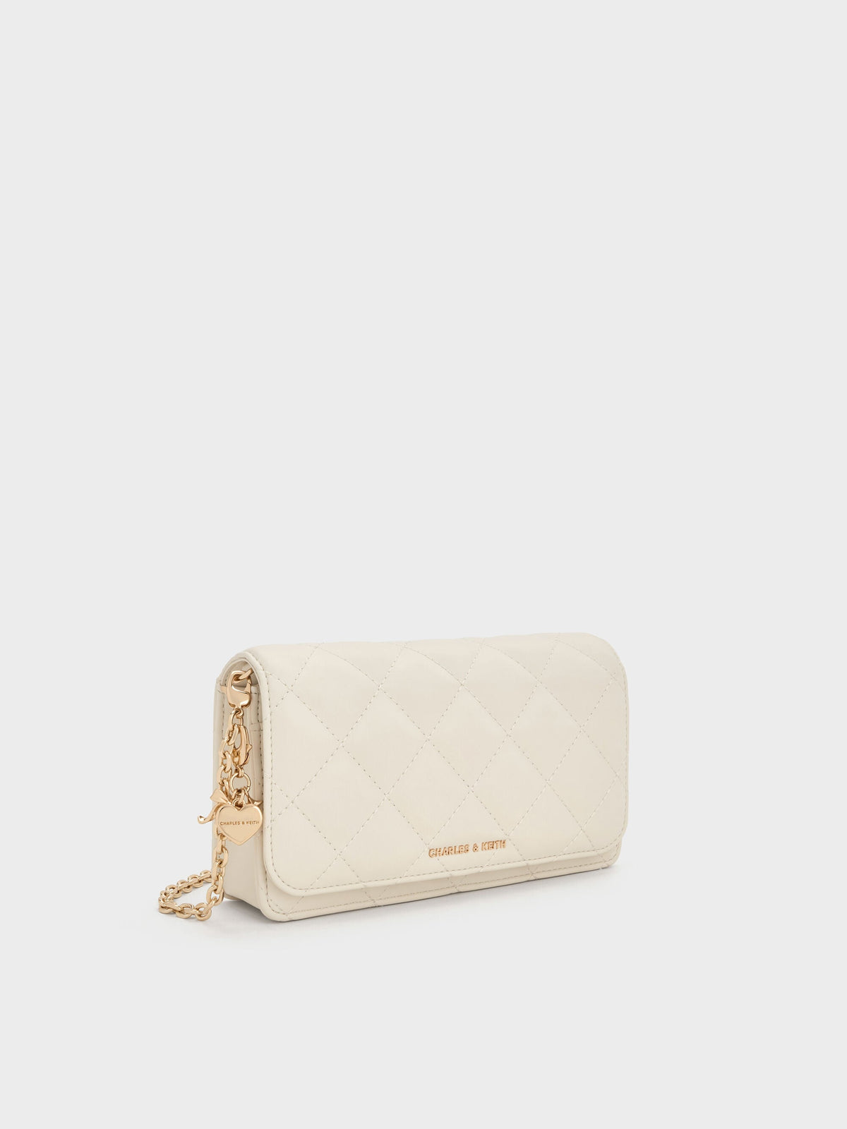 CHARLES & KEITH Exclusive / Arrietty Quilted Wallet On Chain - Cream