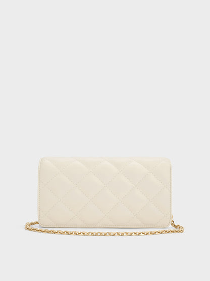 CHARLES & KEITH Exclusive / Arrietty Quilted Wallet On Chain - Cream