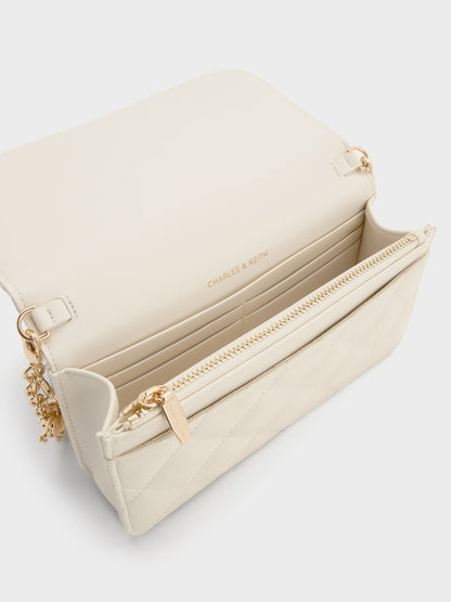 CHARLES & KEITH Exclusive / Arrietty Quilted Wallet On Chain - Cream