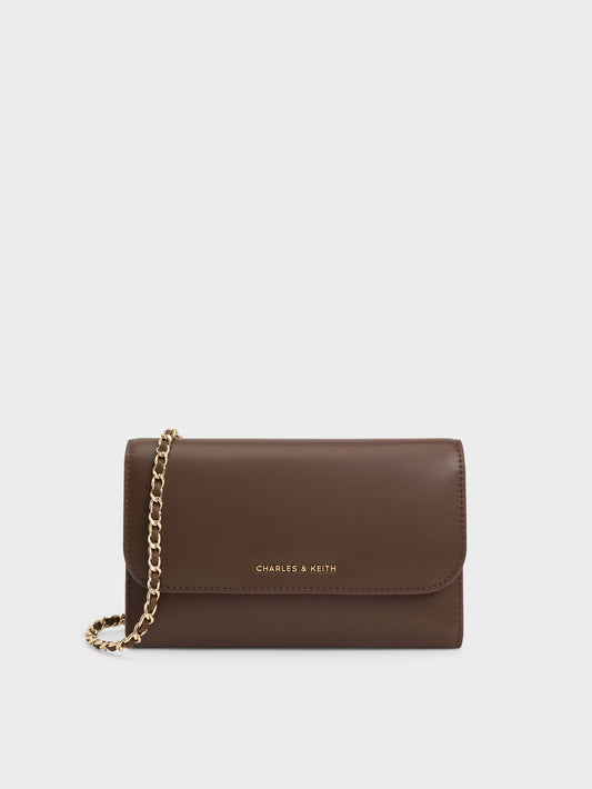CHARLES & KEITH Trending / Octavia Front Flap Long Wallet - Dark Brown