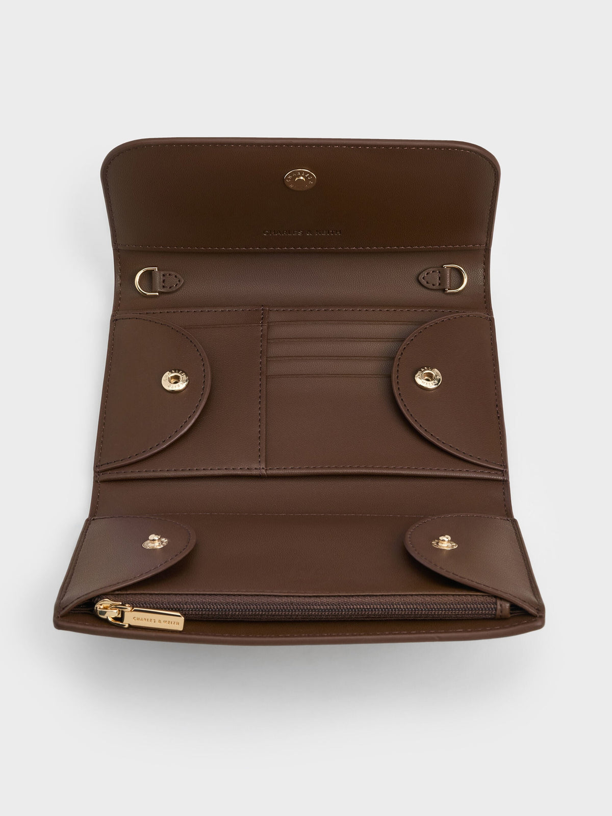 CHARLES & KEITH Trending / Octavia Front Flap Long Wallet - Dark Brown