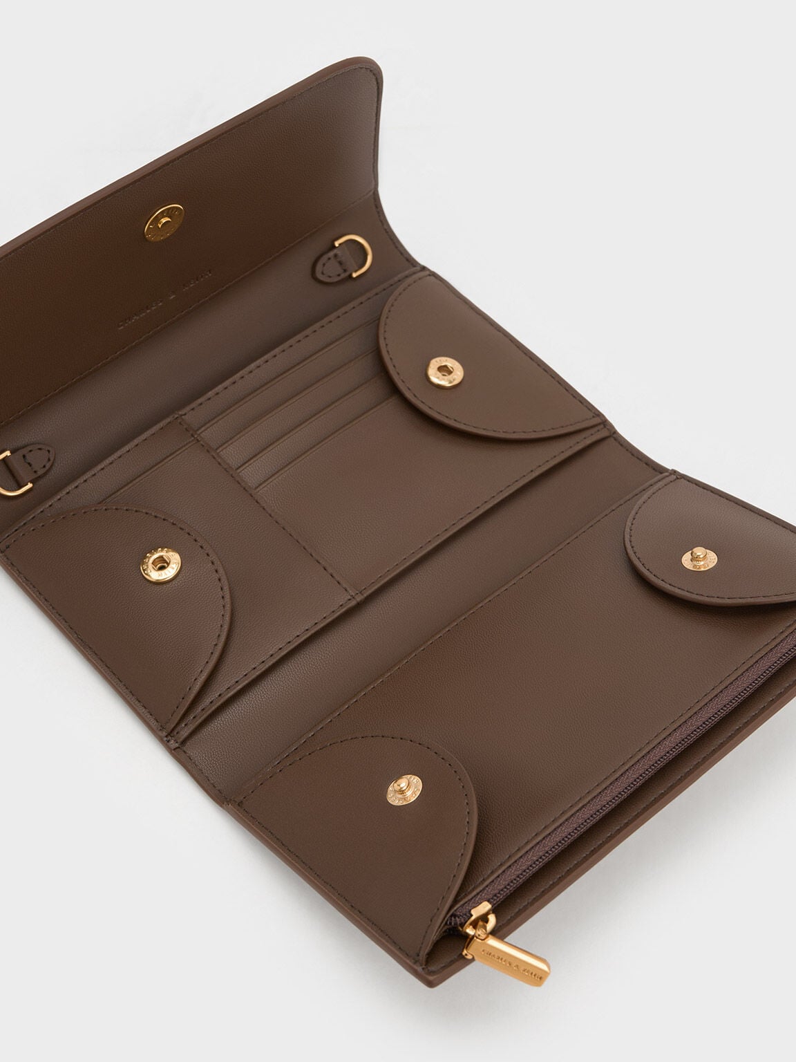 CHARLES & KEITH Trending / Octavia Front Flap Long Wallet - Dark Brown