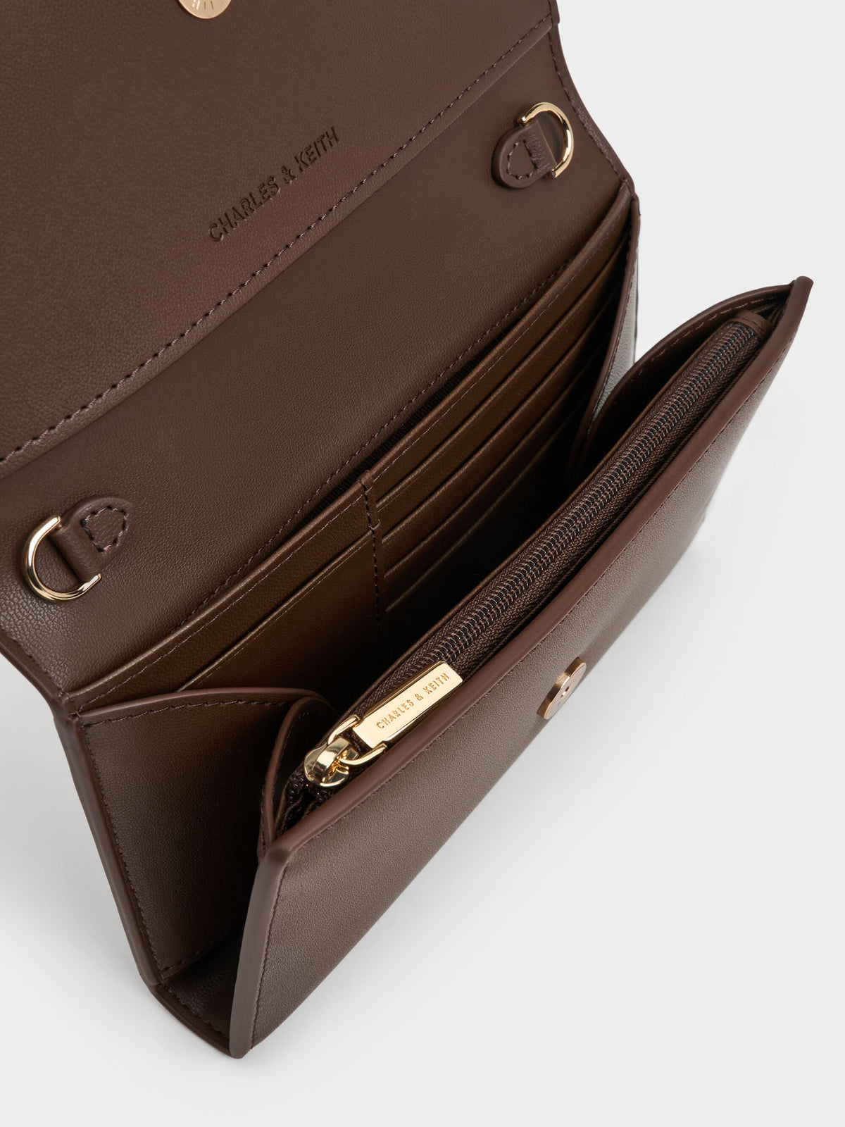 CHARLES & KEITH Trending / Octavia Front Flap Long Wallet - Dark Brown