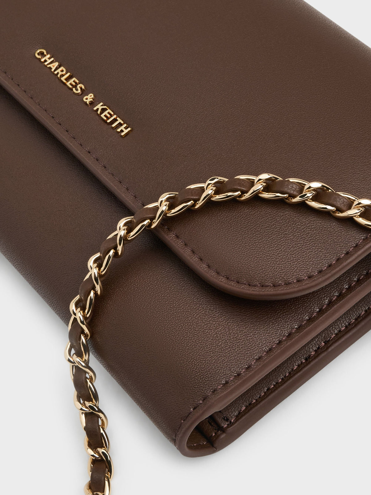 CHARLES & KEITH Trending / Octavia Front Flap Long Wallet - Dark Brown